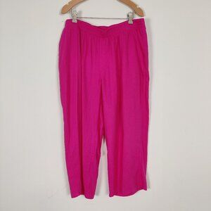 Stars Above Women's Pink Palazzo Pants Size Large Linen Barbiecore Beach Summer